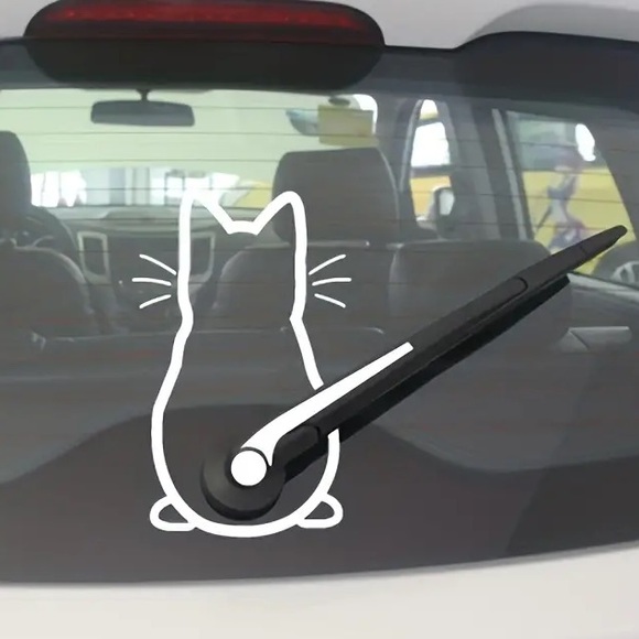 Adorable Kitty Wagging Tail Auto Rear Window/Wiper Vinyl Decal! - Picture 2 of 7